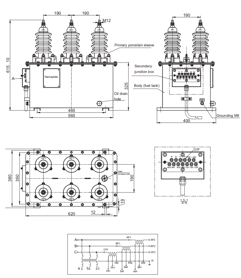 outdoor oil immersed CTVT instructment transformer